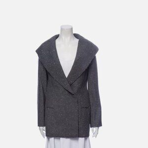 Stella McCartney Gray Speckled Wool Blazer Coat Size: L | US10, IT46